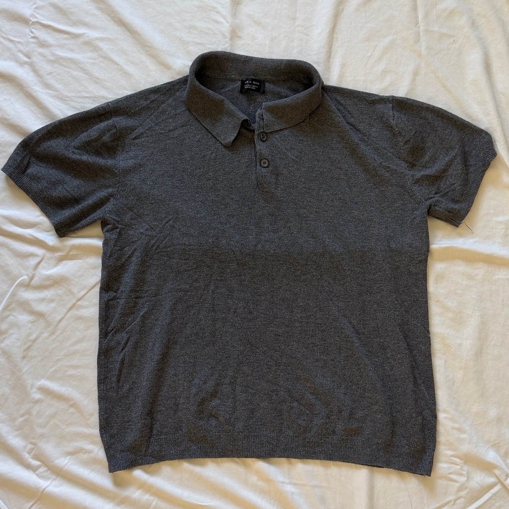 Zara Charcoal Button-Up Polo